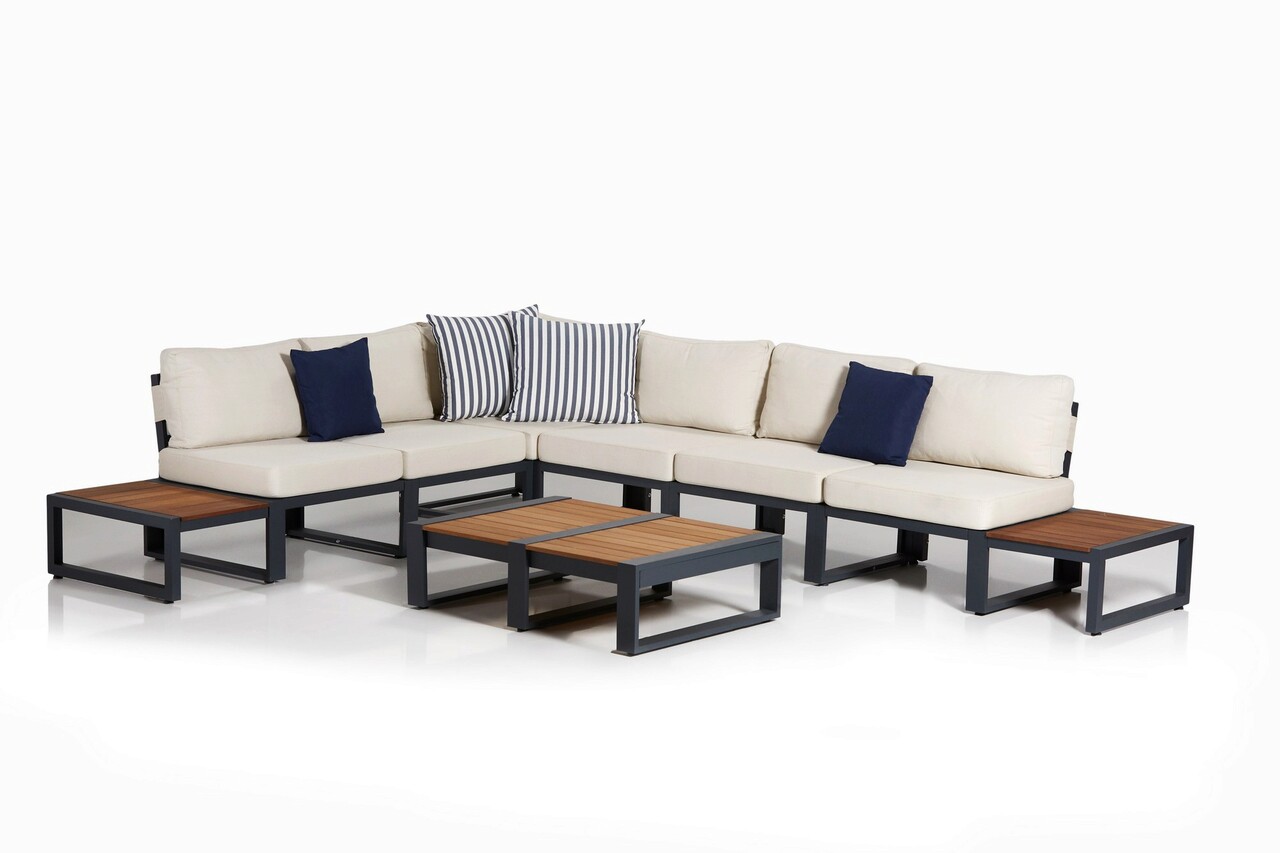 Set mobilier de gradina, Hanah Home, La Puerta, Antracit / Crem - imagine 5